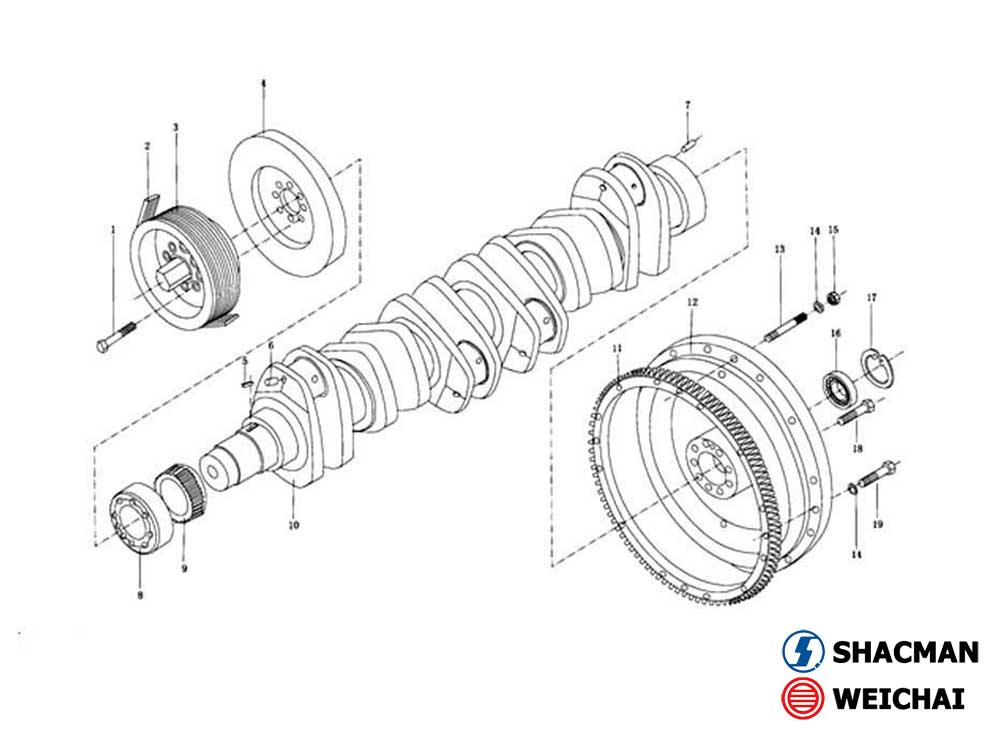 CRANKSHAFT & FLYWHEEL, SHACMAN TRUCK PARTS CATALOGUES