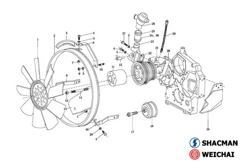 WATER PUMP & FAN, SHACMAN WEICHAI PARTS CATALOGUES