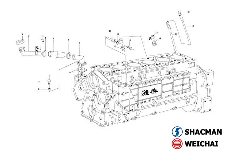 CYLINDER BODY -THREE, WEICHAI WD615 PARTS CATALOGUES