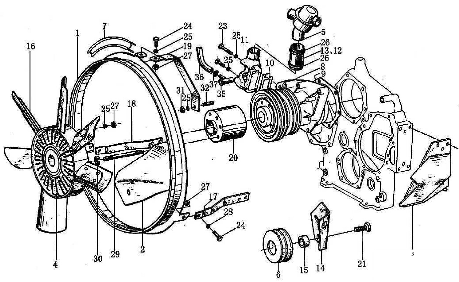 WATER PUMP & VENTILATOR, WD615, SINOTRUK HOWO PARTS CATALOG