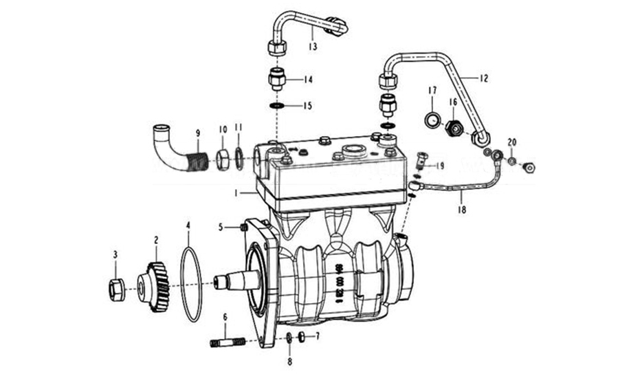 AIR COMPRESSOR, SINOTRUK D12 EURO-II PARTS CATALOG