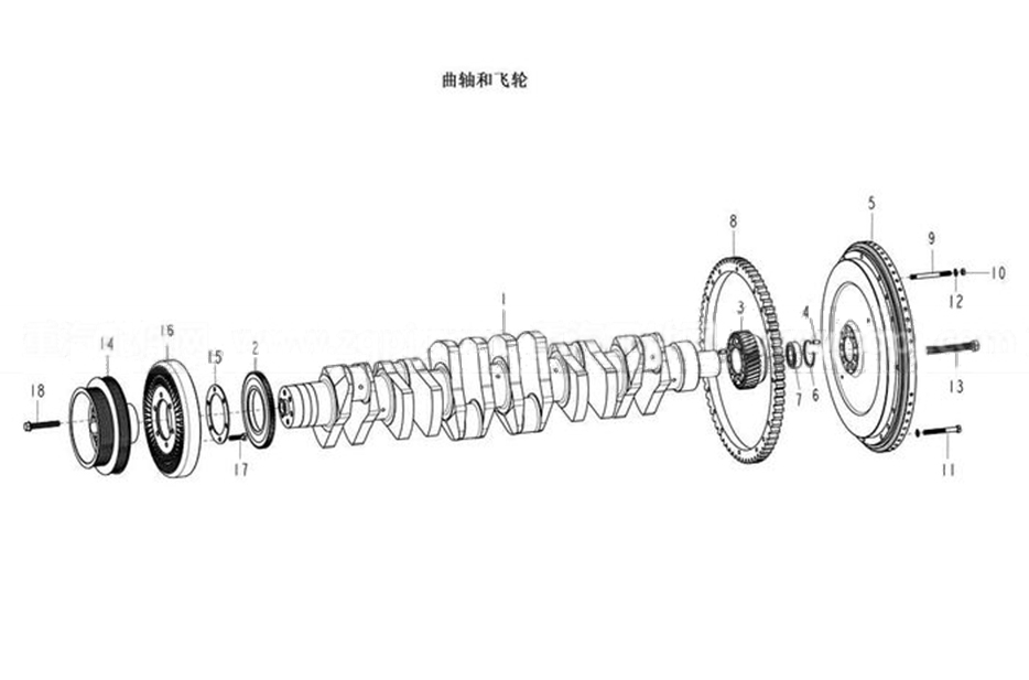 CRANKSHAFT & FLY WHEEL, SINOTRUK D12 EURO-II ENGINE PARTS CATALOG