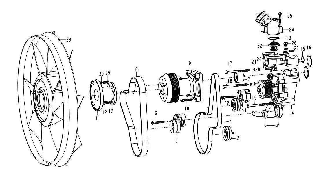 WATER PUMP & COOLING SYSTEM, SINOTRUK D12 EURO-III ENGINE PARTS CATALOG
