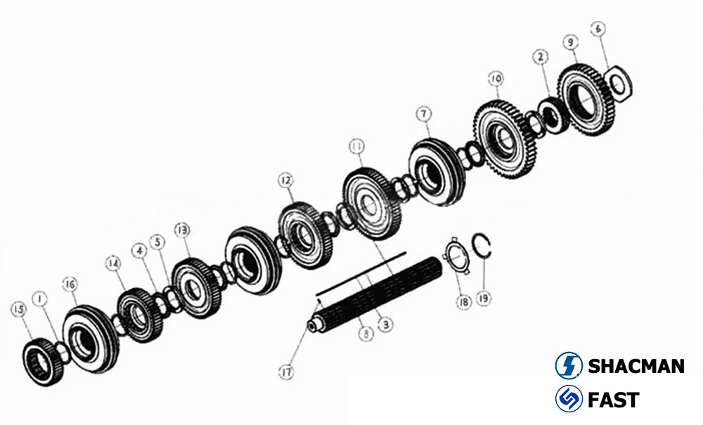Second shaft, 12JS200T Transmission Parts Catalog