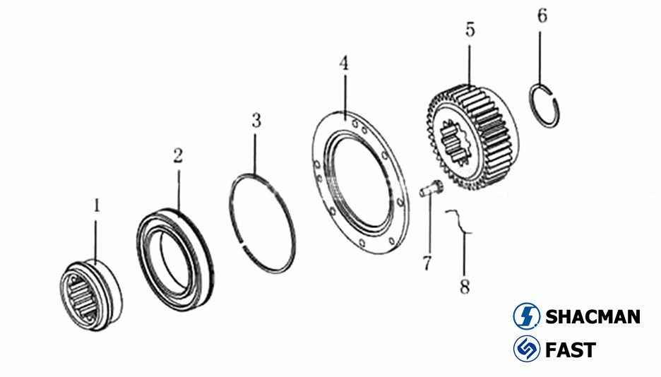 Deputy gearbox driving gears, SHACMAN Parts 12JS200T Gearbox Catalog