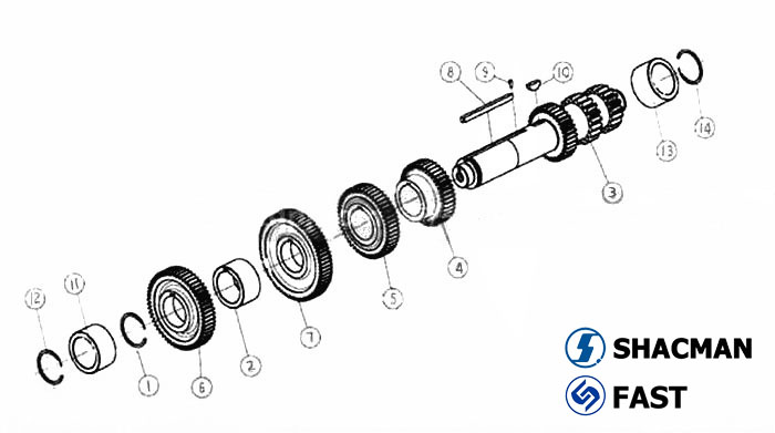 Left & right middle shaft, 12JS200T Transmission Parts Catalog