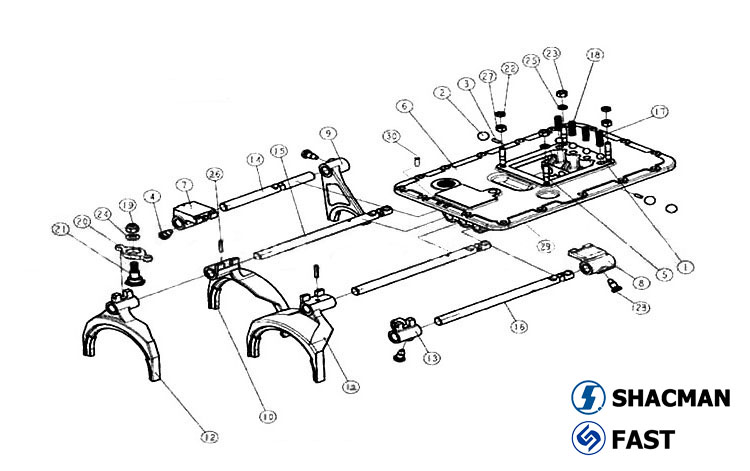 Upper cap, SHACMAN Parts 12JS200T Gearbox Catalog