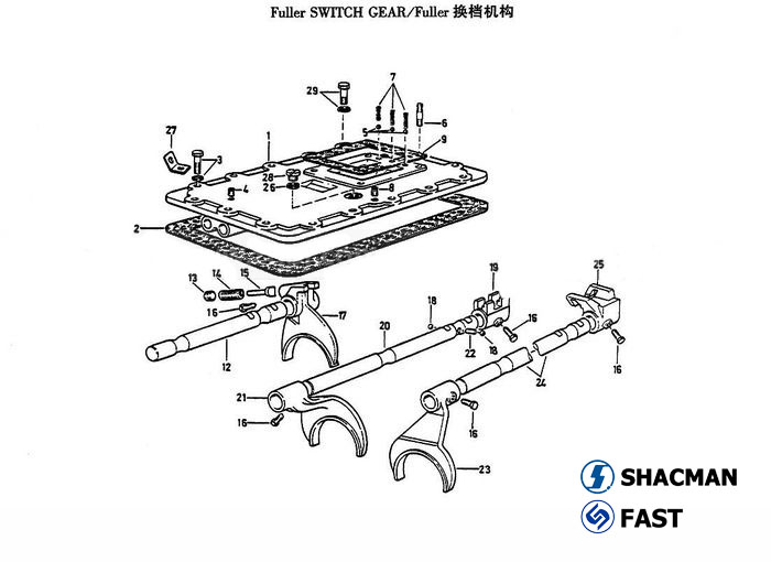 Gear shifting mechanism, RT11509C Transmission Parts Catalogs