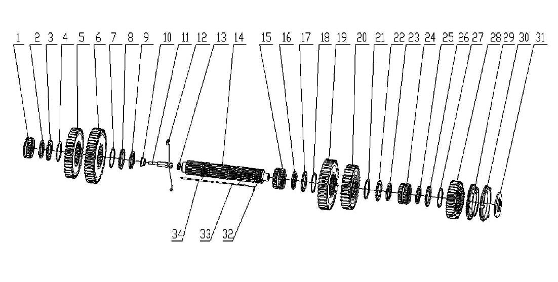 MAIN SHAFT ASSY, HOWO HW20716 PARTS CATALOG