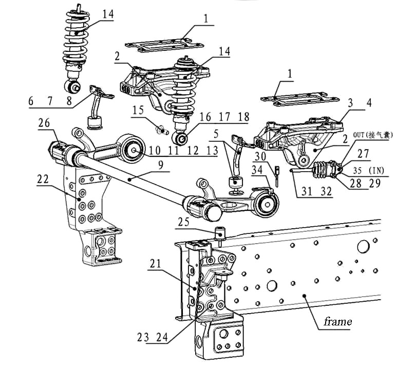 FRONT SUSPENSION OF CAB, HOWO A7 CAB