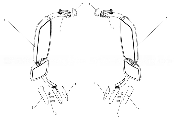 Rear view mirror, HW76/HW79 CAB