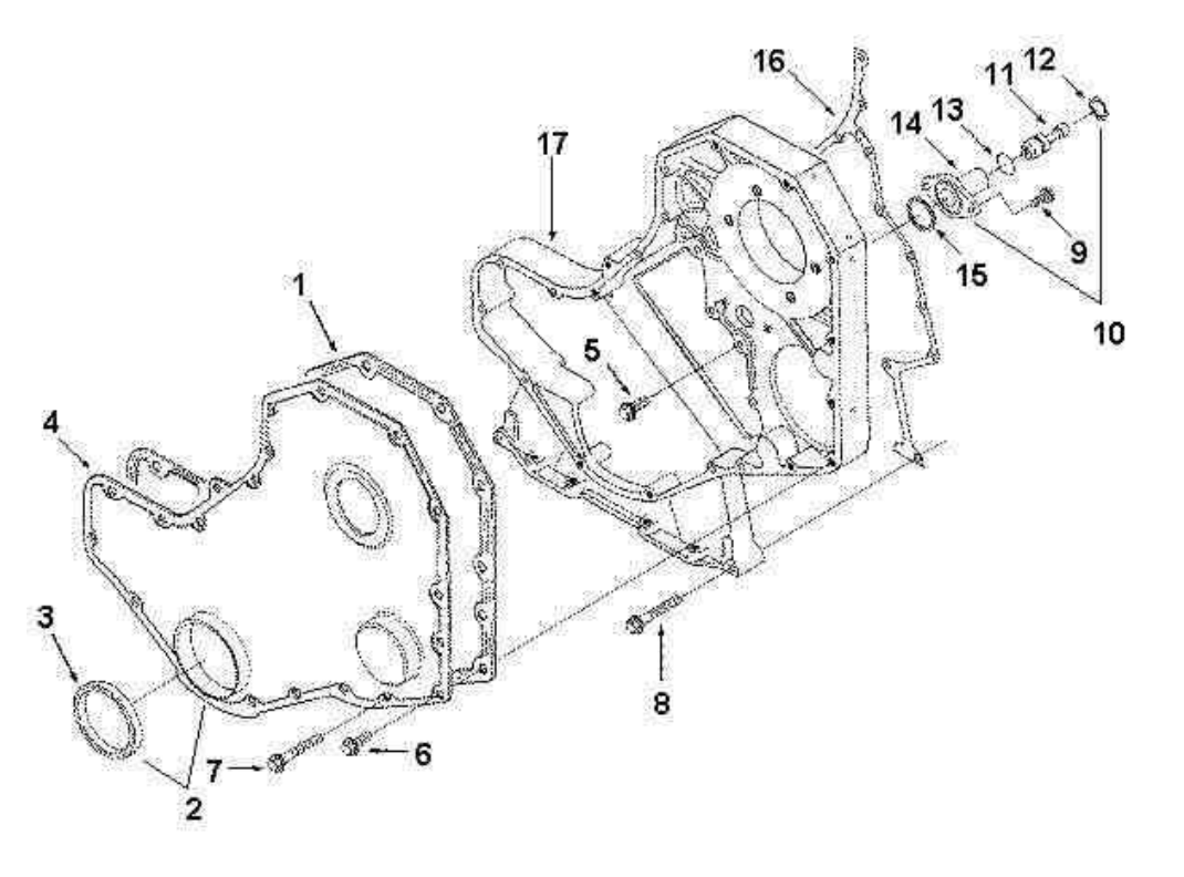 FRONT GEAR COVER, DONGFENG CUMMINS PARTS CATALOGS