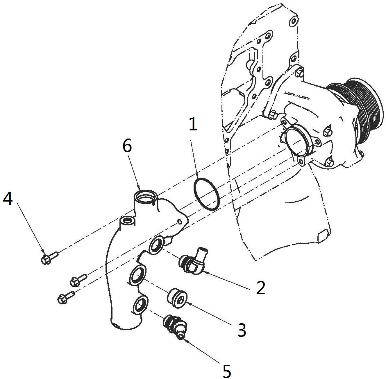 WI 2036, WATER INLET PIPE, DONGEFNG PARTS 