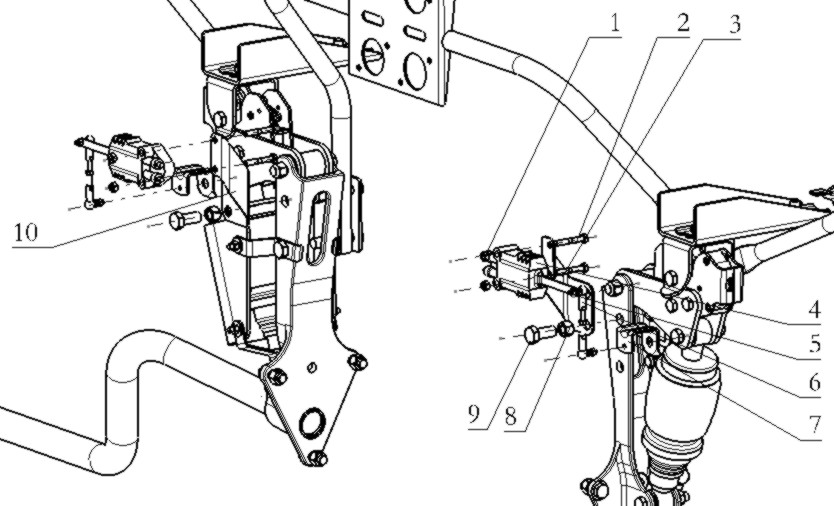 FRONT SUPPORT SPRING & REAR SUSPENSION HEIGHT VALVE, SHACMAN PARTS CATALOGS