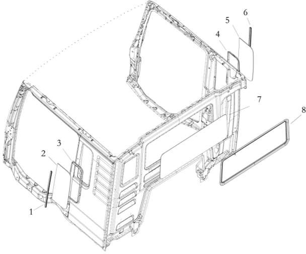 WINDSHIELD, SIDE WINDOW AND REAR WINDOW, SHACMAN PARTS CATALOGS