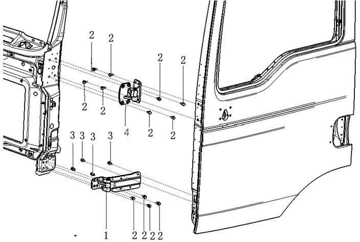 LEFT & RIGHT DOOR HINGE, SHACMAN PARTS CATALOGS