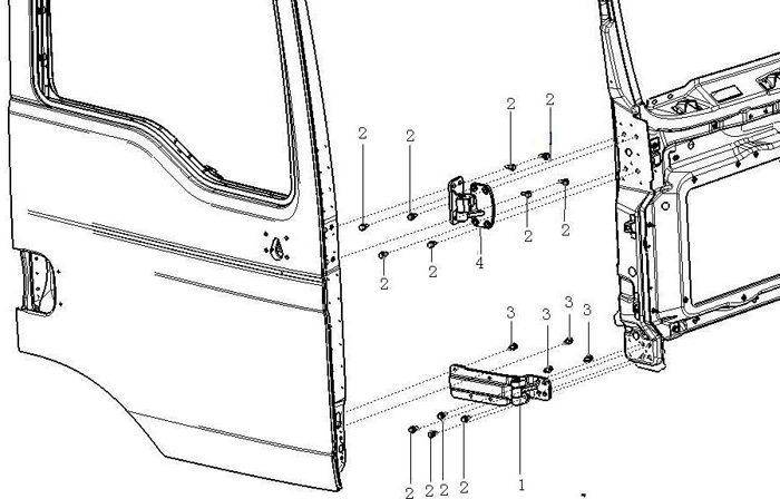 LEFT & RIGHT DOOR HINGE, SHACMAN PARTS CATALOGS