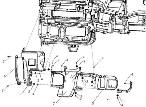 DRIVER KNEE BOLSTER, SHACMAN CABIN PARTS CATALOGS