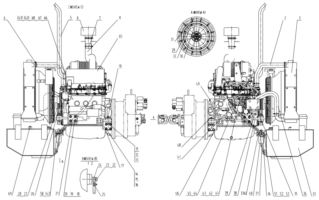 00E0293 009, ENGINE SYSTEM, LIUGONG PARTS CATALOGUE, CLG816 WHEEL LOADER