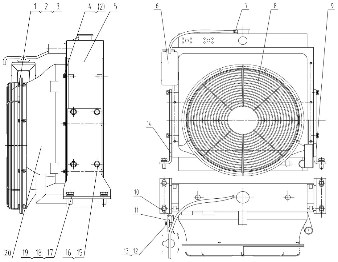 20C0945 000, COOLING SYSTEM, LIUGONG PARTS CATALOGUE, CLG816 WHEEL LOADER