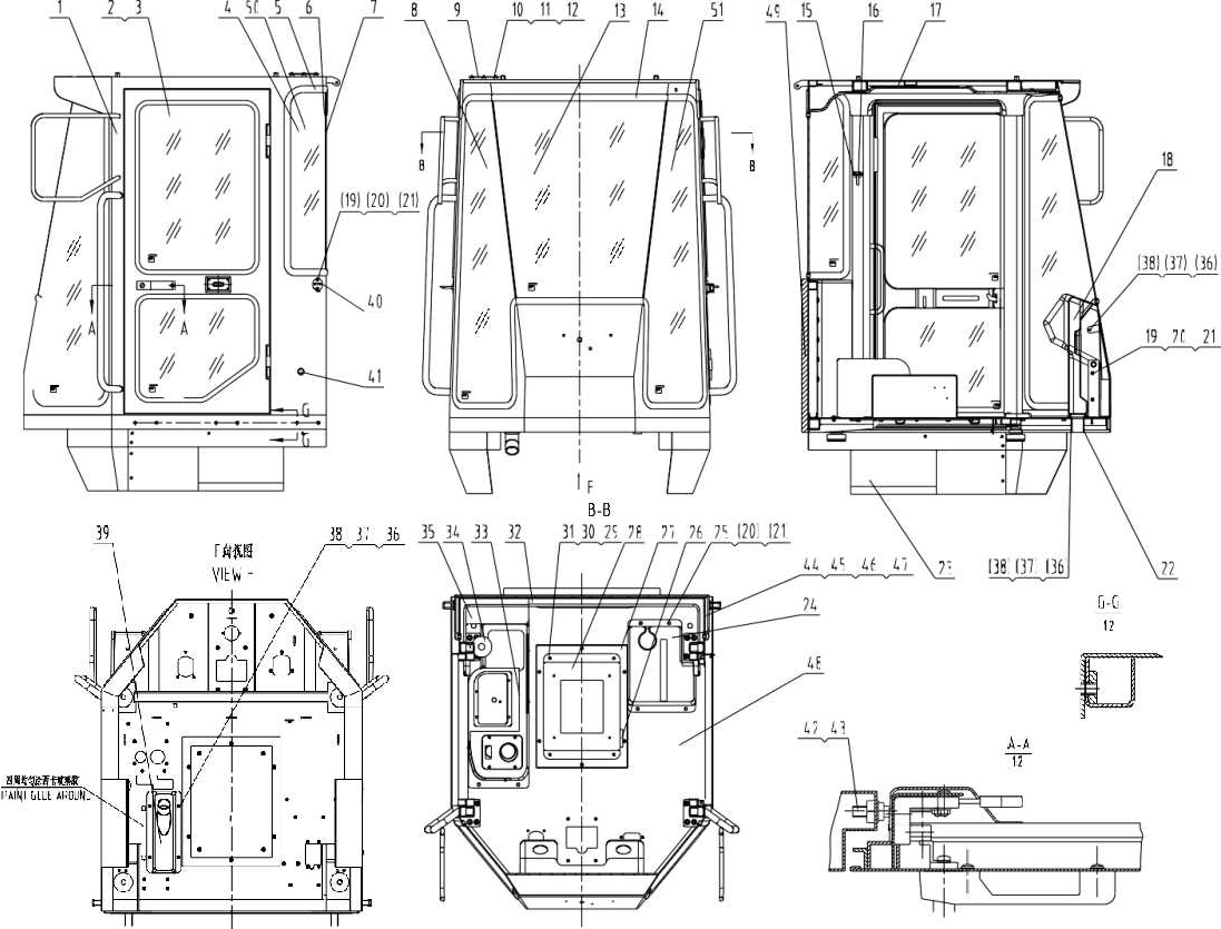 41E0259 003, CAB AS, LIUGONG PARTS CATALOGUES